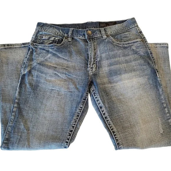 TK Axel Men's Weston Vintage Boot Jeans Flap Pockets Denim Distressed 34x29 - Picture 2 of 15